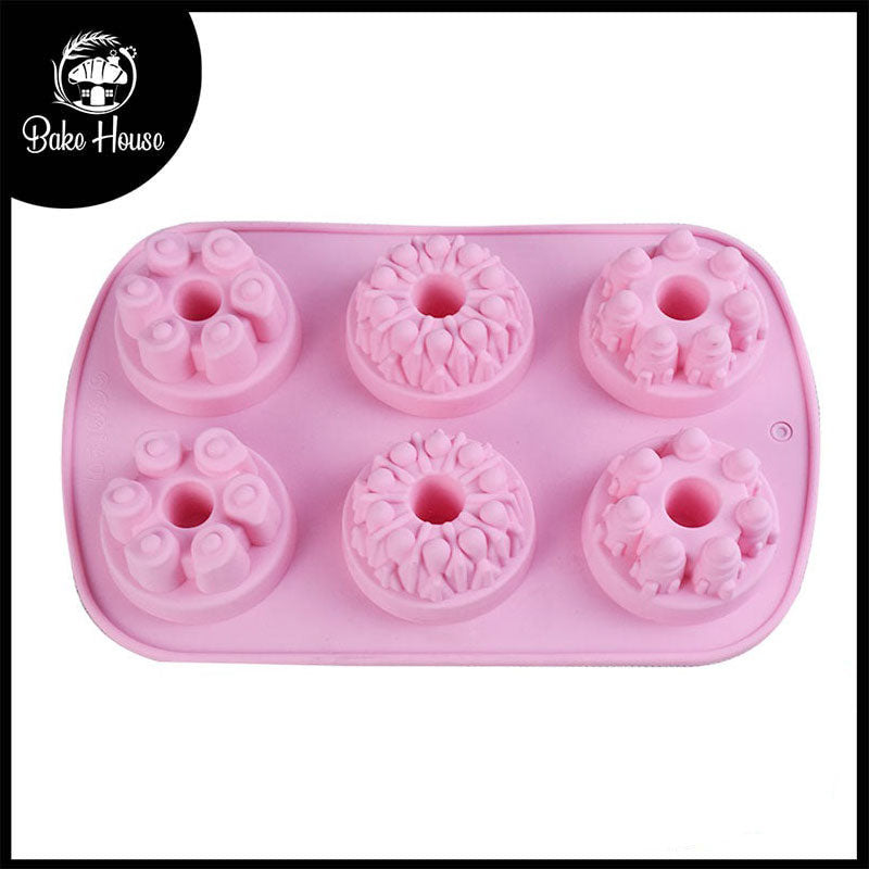 3 Different Designs Fancy Mini Bundt Silicone Mold 6 Cavity