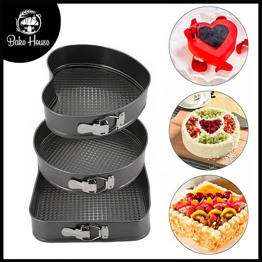3 Shapes Cake Mold Non Stick Removable Base 24, 26 & 28 cm