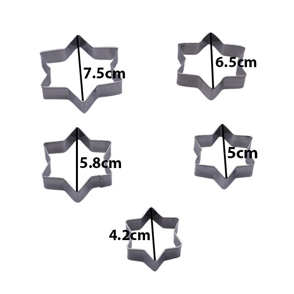 MINGJIAN Star Shape Stainless Steel Cookie Cutter 5Pcs Set