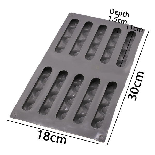 Eclair Silicone Dessert Mold 10 Cavity