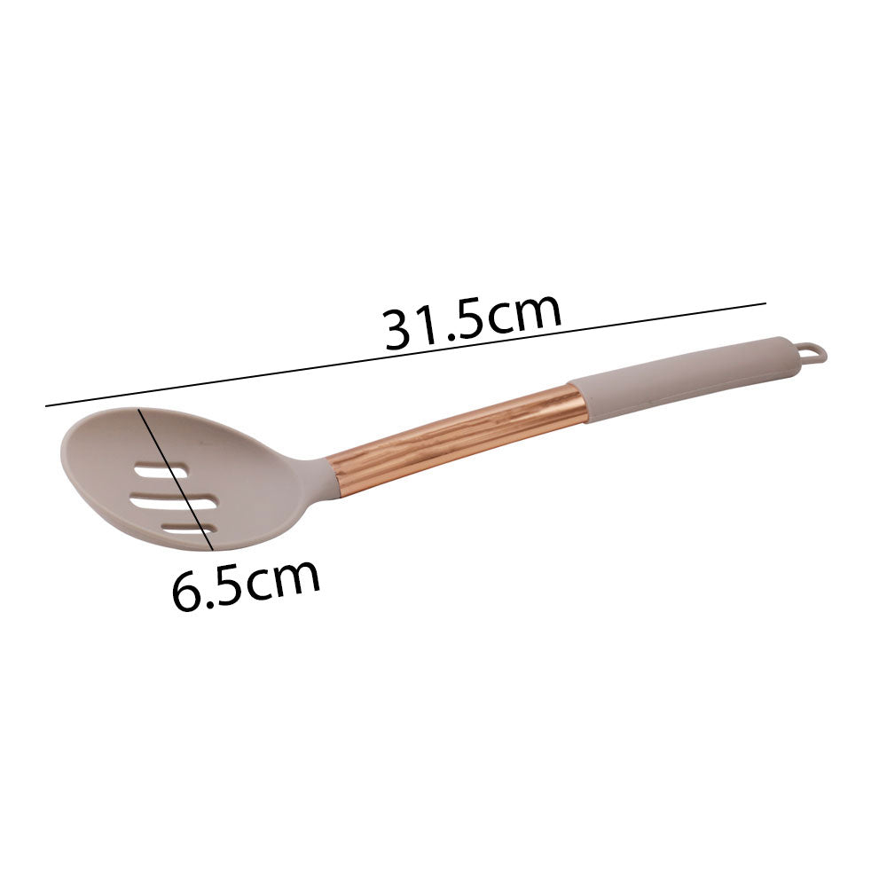 SHENGAYA Oval Shape Slotted Spatula Turner With Copper Handle