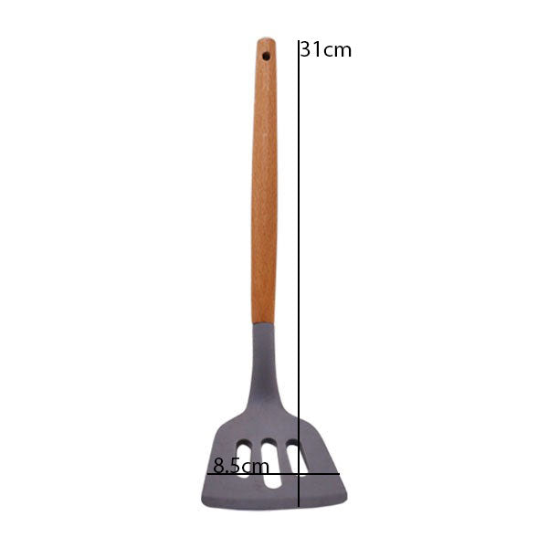 Silicone Slotted Spatula Turner With Wooden Handle