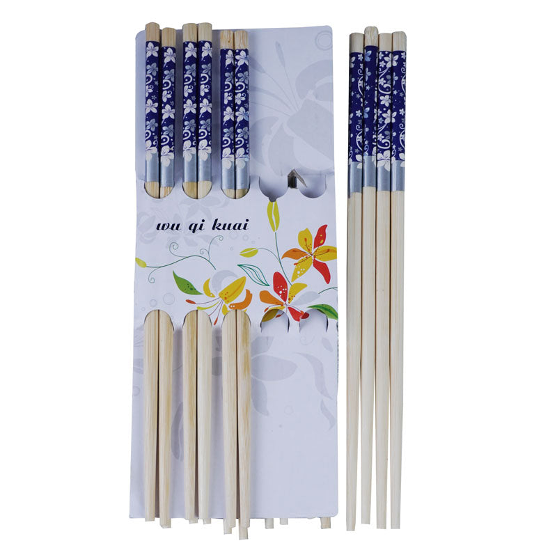 Flowers Design Bamboo Chopsticks 10 Pairs Pack