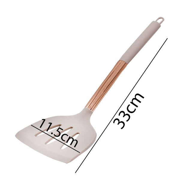 SHENGAYA Silicone Slotted Spatula Turner With Copper Handle