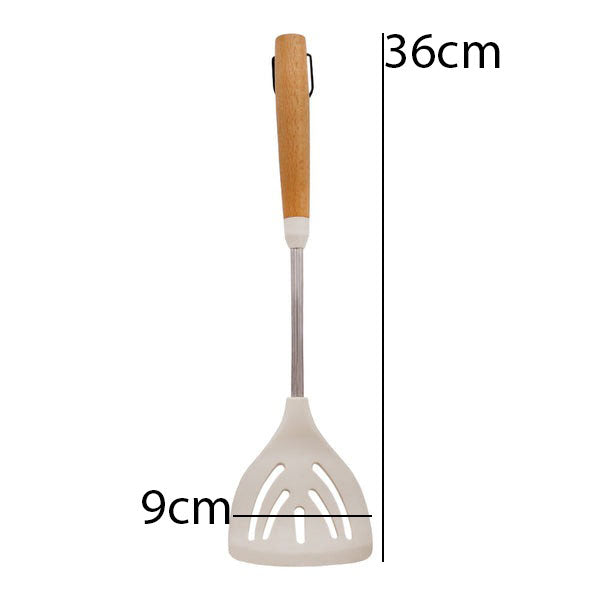 AITOS Silicone Slotted Spoon With Wooden Stainless Steel Handle