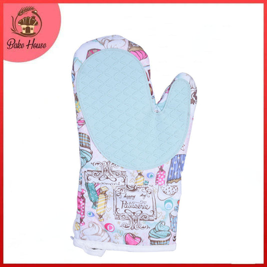 Heat And Slip Resistant Cotton Silicone Oven Mitt Single