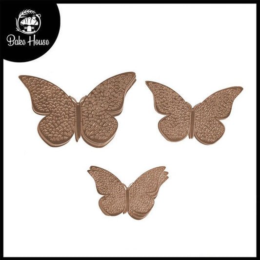 3D Golden Color Butterflies For Decoration 12 Pcs Pack