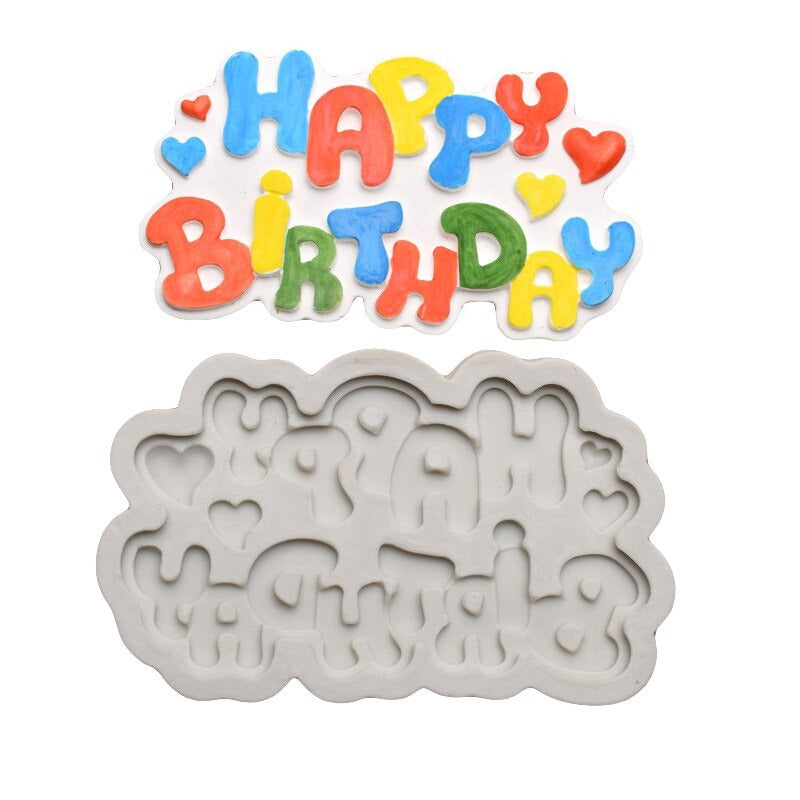 3D Happy Birthday Letters Silicone Fondant Mold