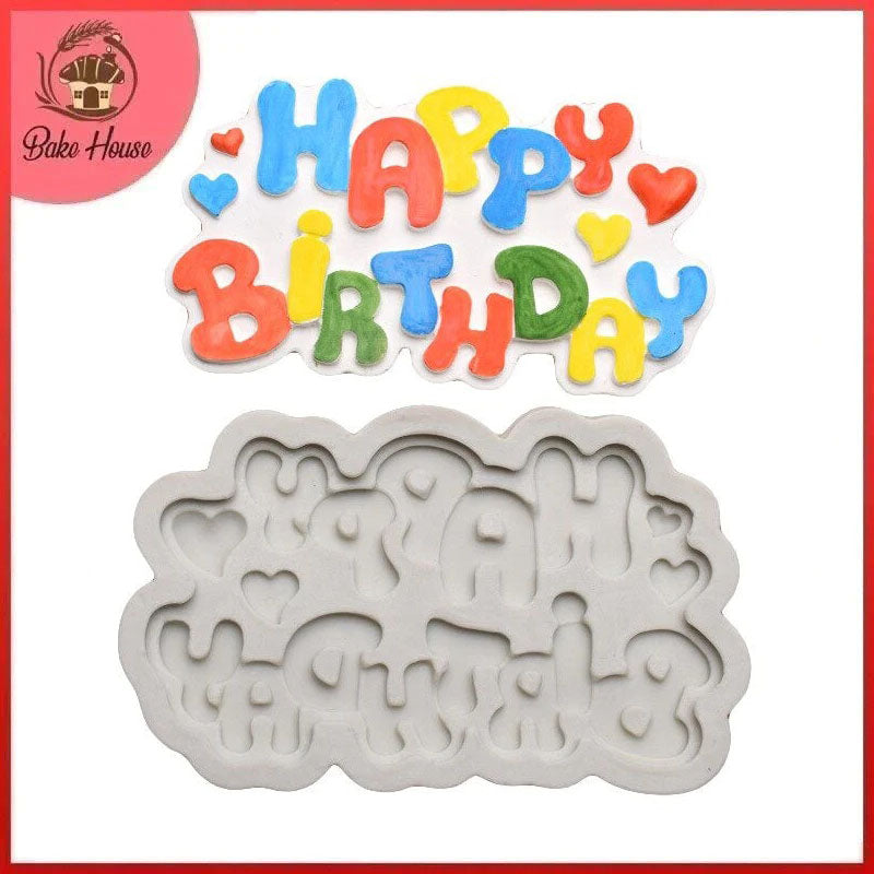 3D Happy Birthday Letters Silicone Fondant Mold