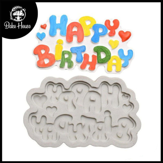 3D Happy Birthday Letters Silicone Fondant Mold