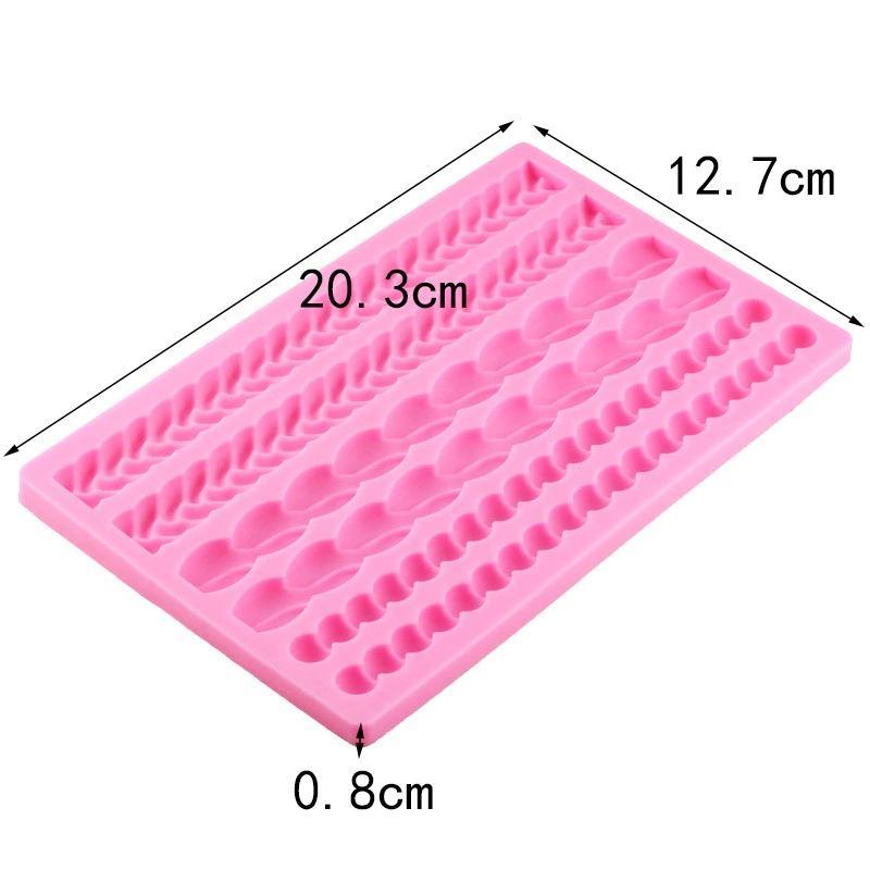 3D Knit Rope Pearl Silicone Fondant Cake Border Mold 6 Cavity