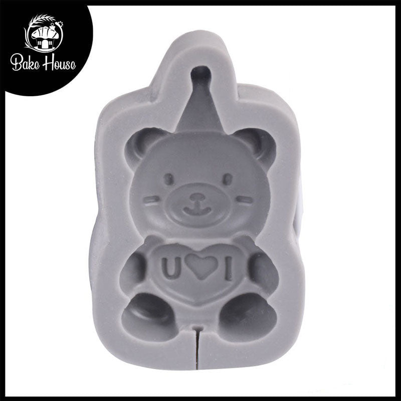 3D Teddy Bear With Birthday Cap Lollipop Mold