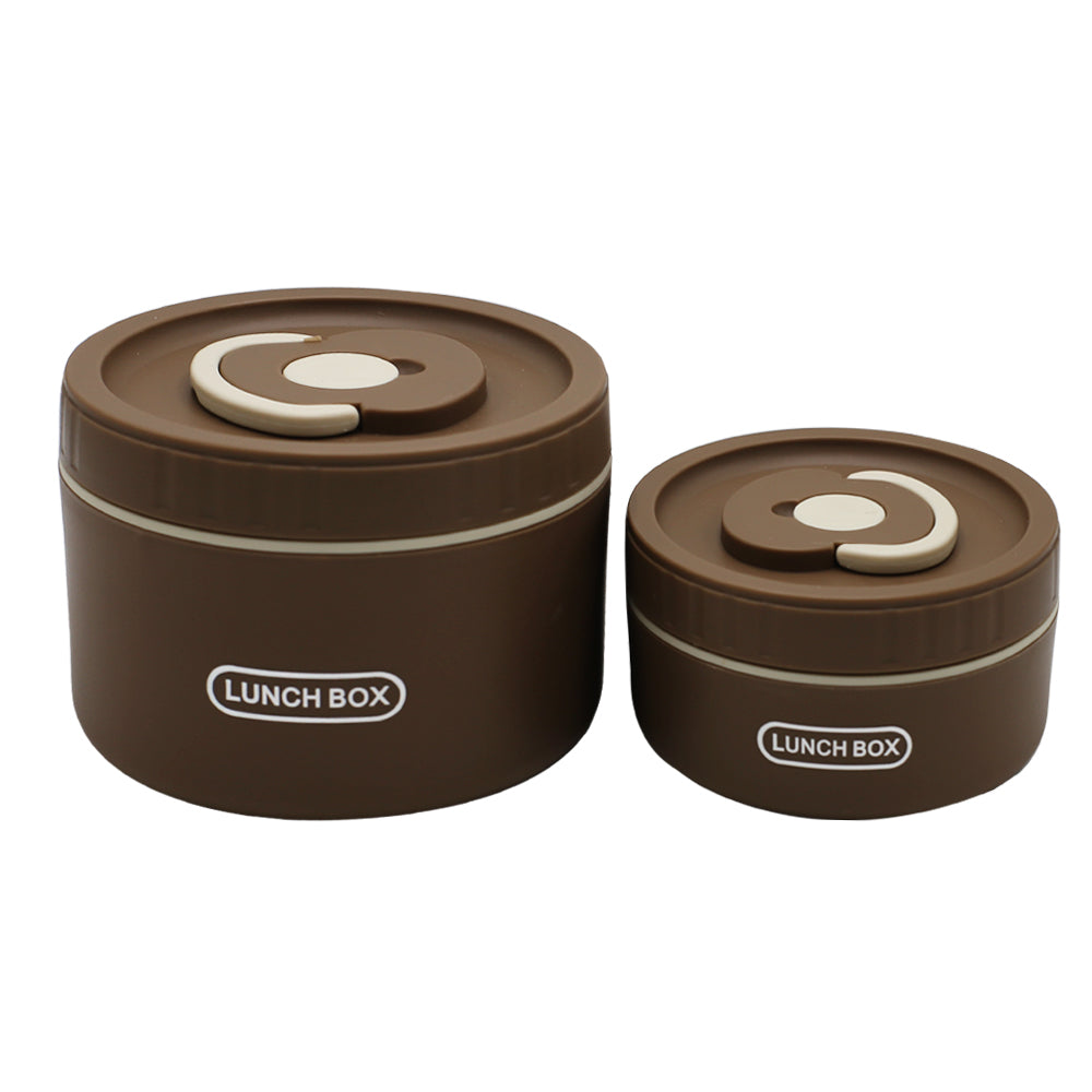 2Pcs Lunch Box Set With Round Brown Bag