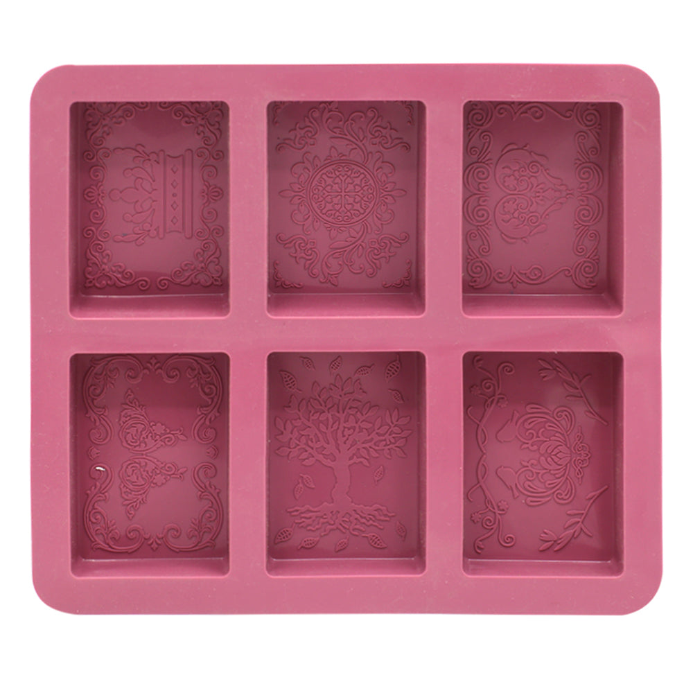 Embroidery Silicone Rectangle Soap Mold 6 Cavity (Design 2)