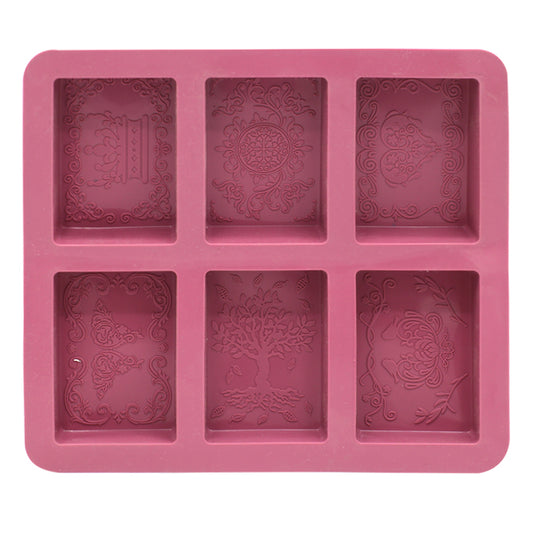 Embroidery Silicone Rectangle Soap Mold 6 Cavity (Design 2)