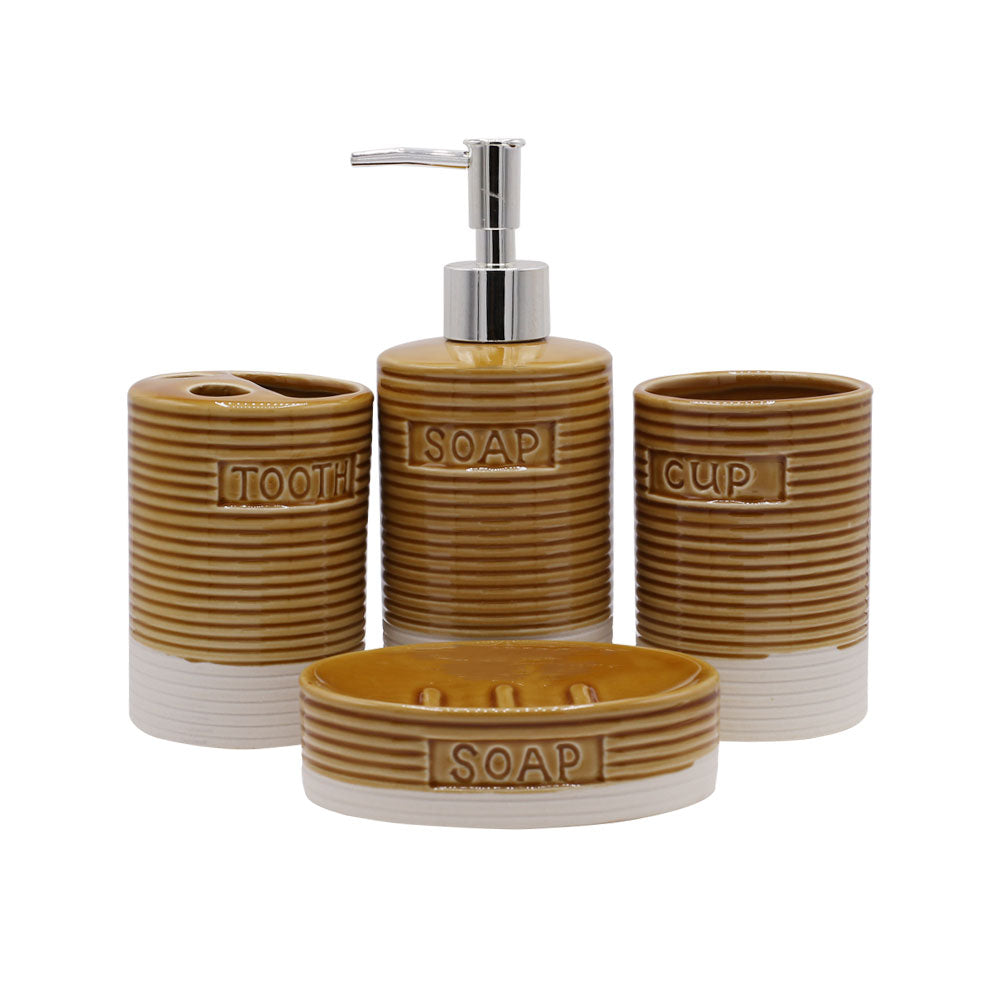 Cylinder Lines 4 Pcs Ceramic Bathroom Accessories Set