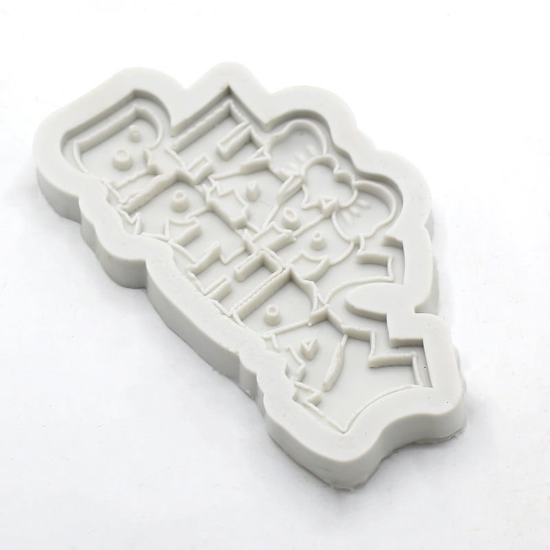 Happy Birthday With Bow Silicone Fondant Cake Mold