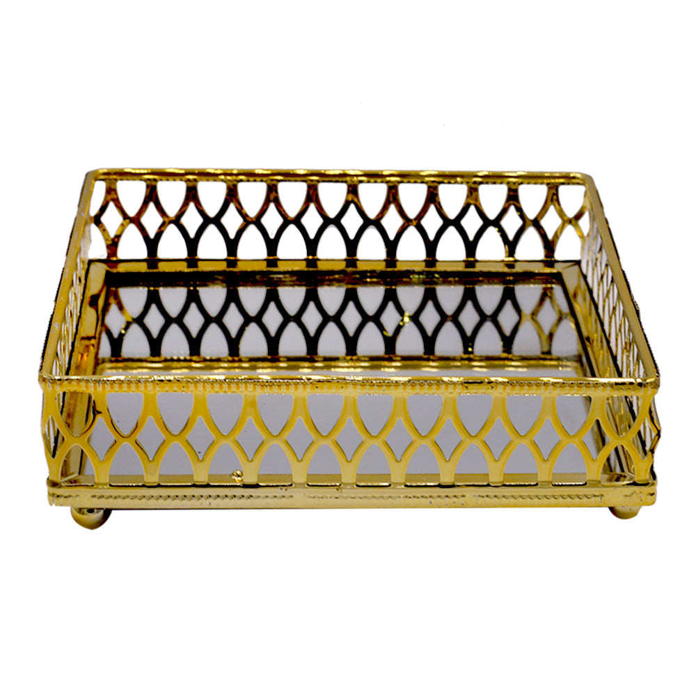 Decorative Cosmetics Organizer Square Mirror Tray
