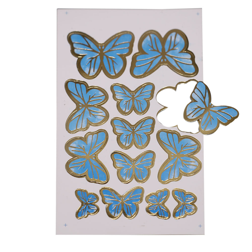 Light Blue Color Butterflies Cake Topper 13 Pcs Pack