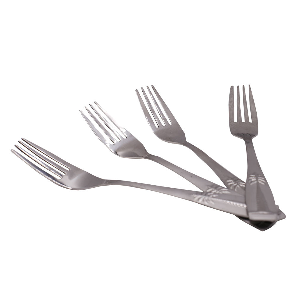 Palm Tree Stainless Steel Dinner Fork 4Pcs Set