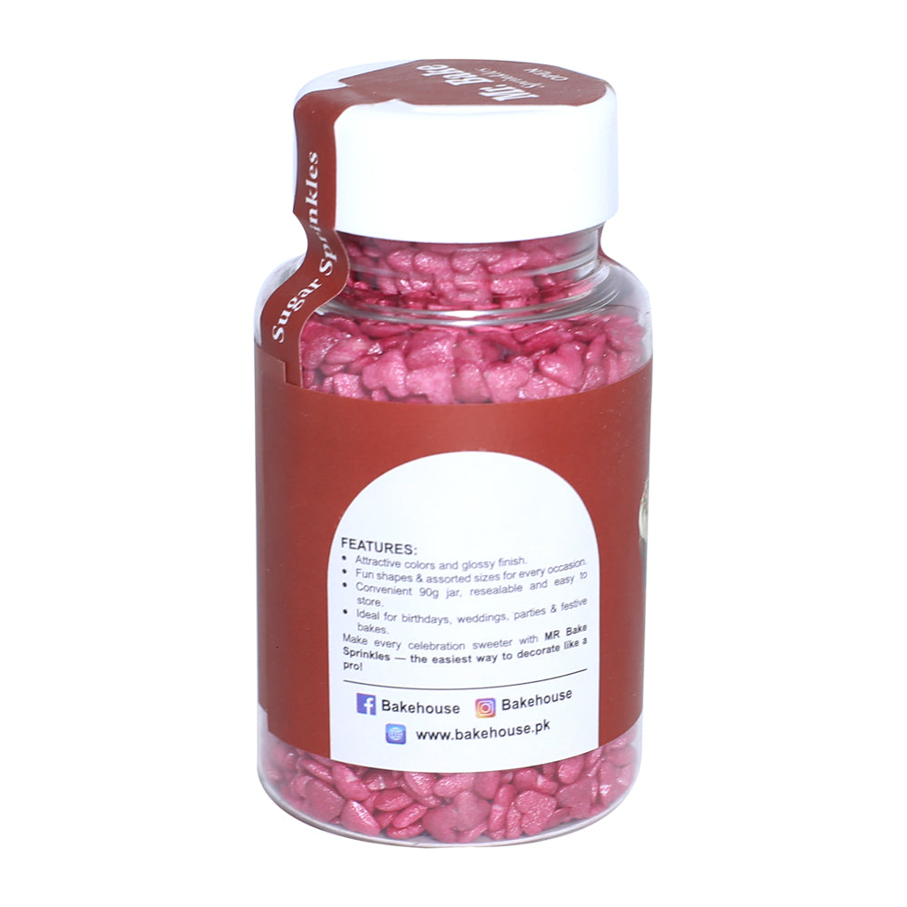 MR Bake Pink Hearts Sprinkles – 90g Jar