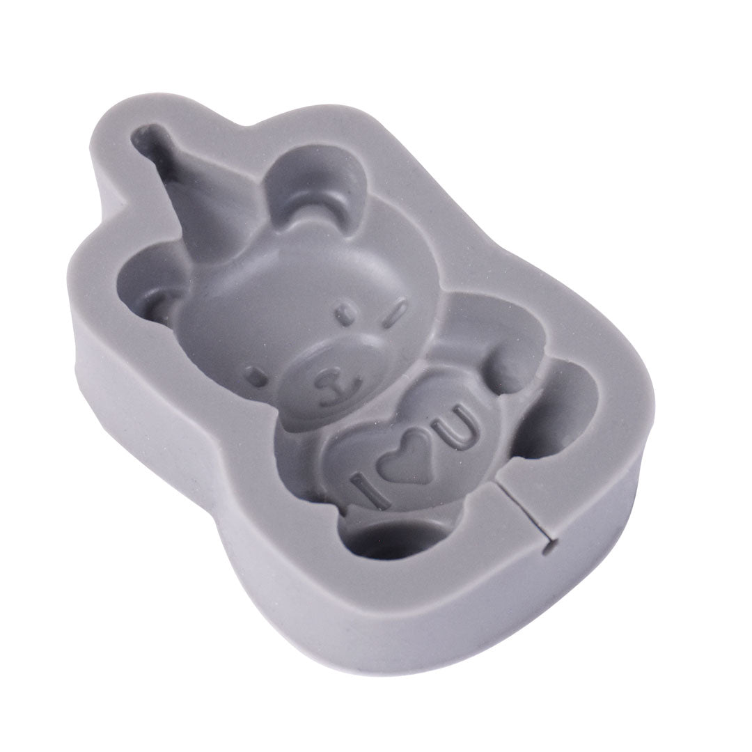 3D Teddy Bear With Birthday Cap Lollipop Mold