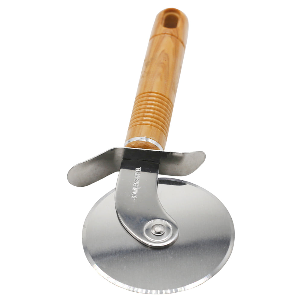 10cm Pizza Cutter With Wood Texture Handle