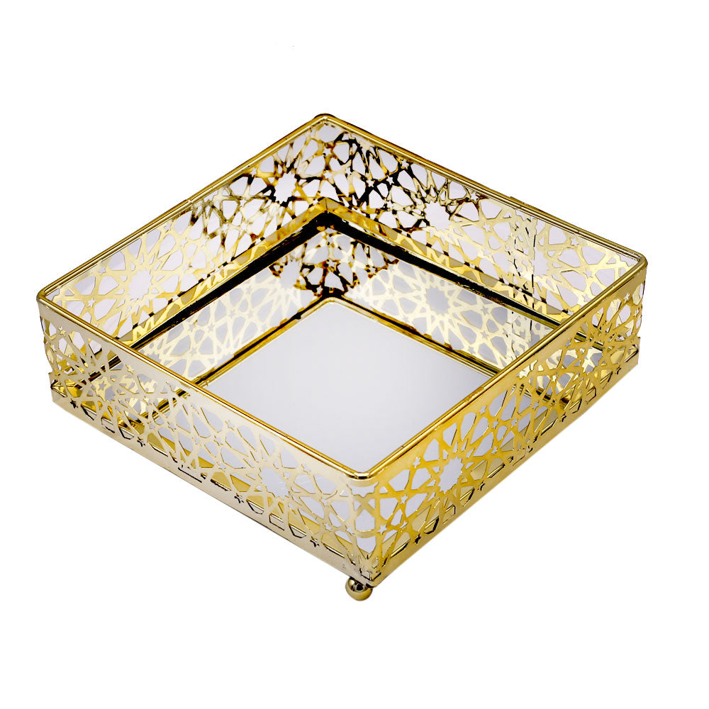 Decorative Cosmetics Organizer Square Mirror Tray