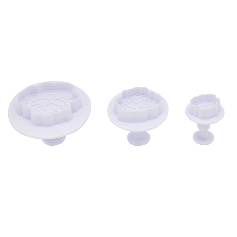 Rose Shape Fondant Plunger Cutter 3Pcs Set