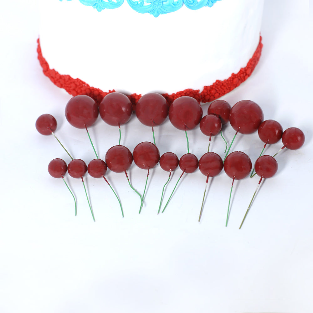 Artificial Red Faux Ball Topper 20Pcs Set