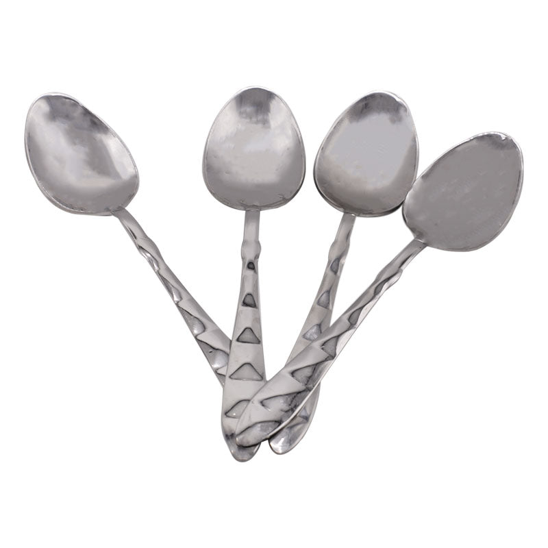 Square Twisted Stainless Steel Dinner Spoon 4Pcs Set