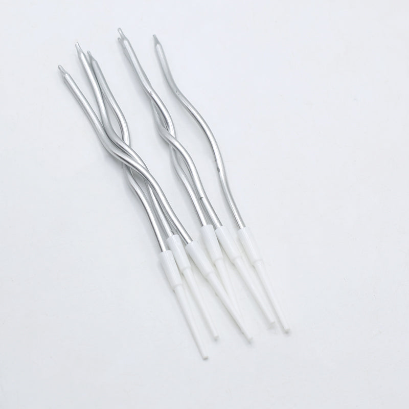 Silver Spiral Birthday Candle 6Pcs Set