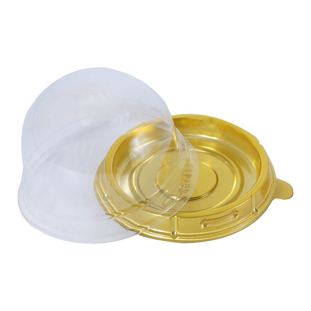 Golden Disposable Round Serving Cupcake Slice Box 6pcs Set