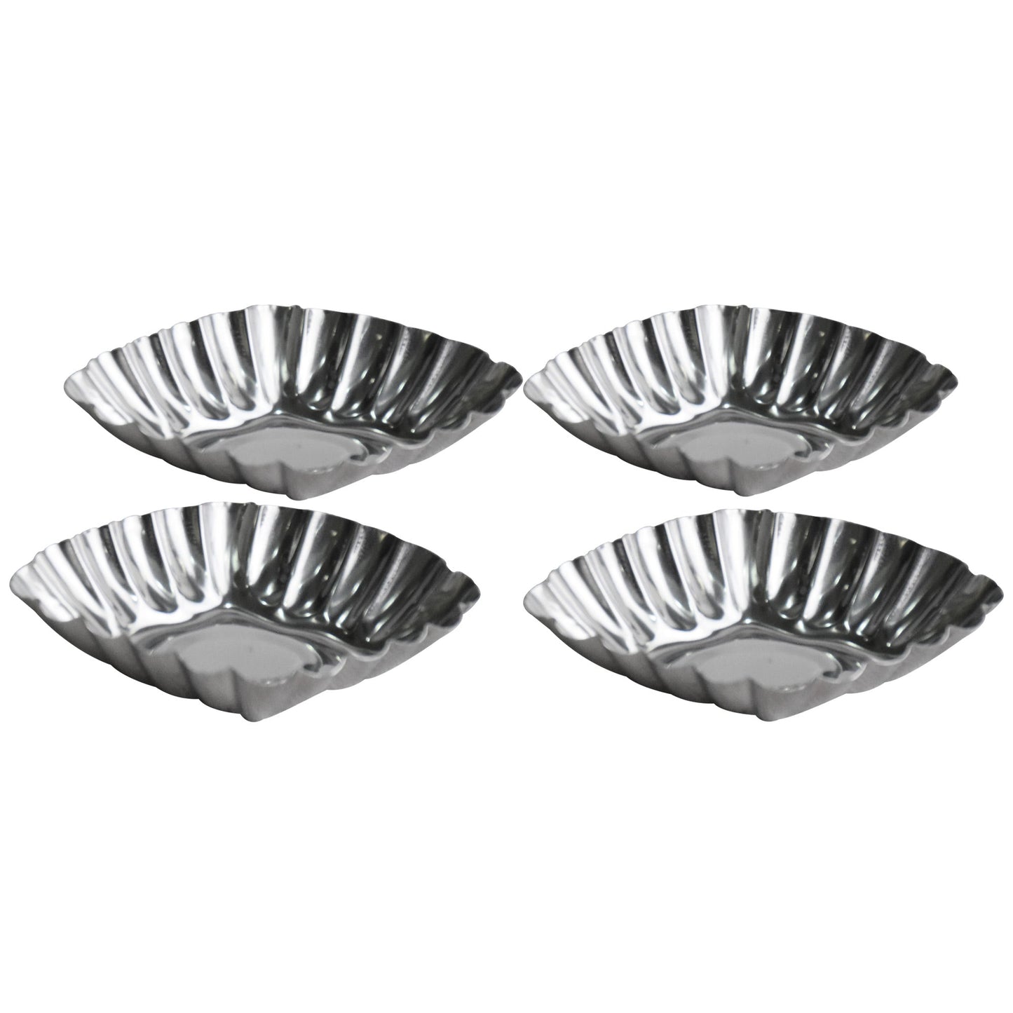 Mini Diamond Shaped Tart Pan Silver 4 Pcs Set 8.7cm