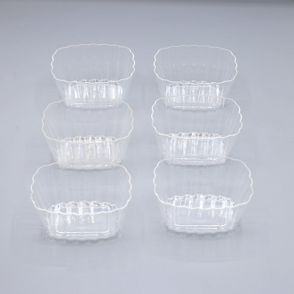 Rectangle Flower Short Glass 6 Pcs Set