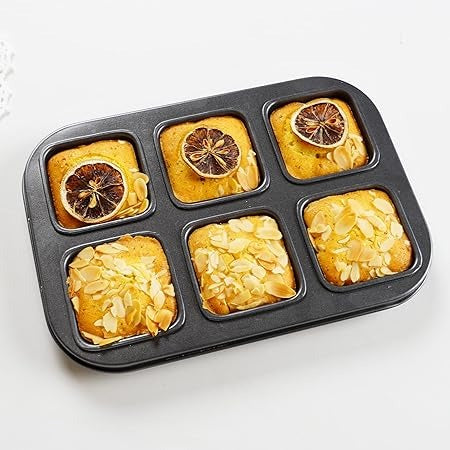 Square Brownie Baking Tray Non Stick 6 Cavity