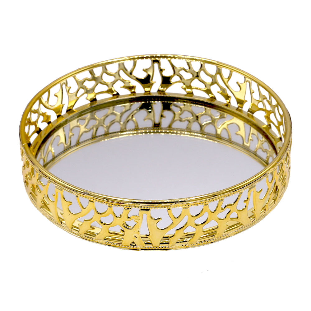 Decorative Cosmetics Organizer Round Mirror Tray