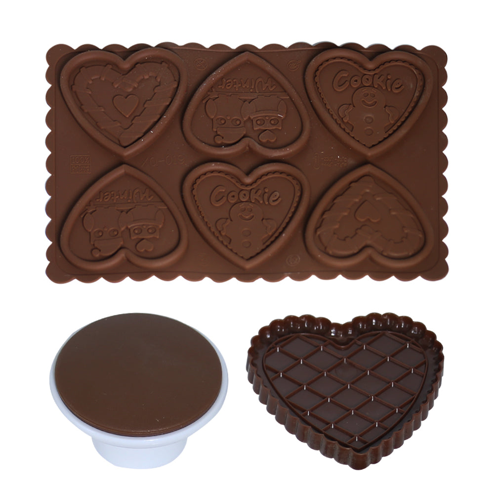 Heart Biscuit Chocolate Silicone Mold 6 Cavity