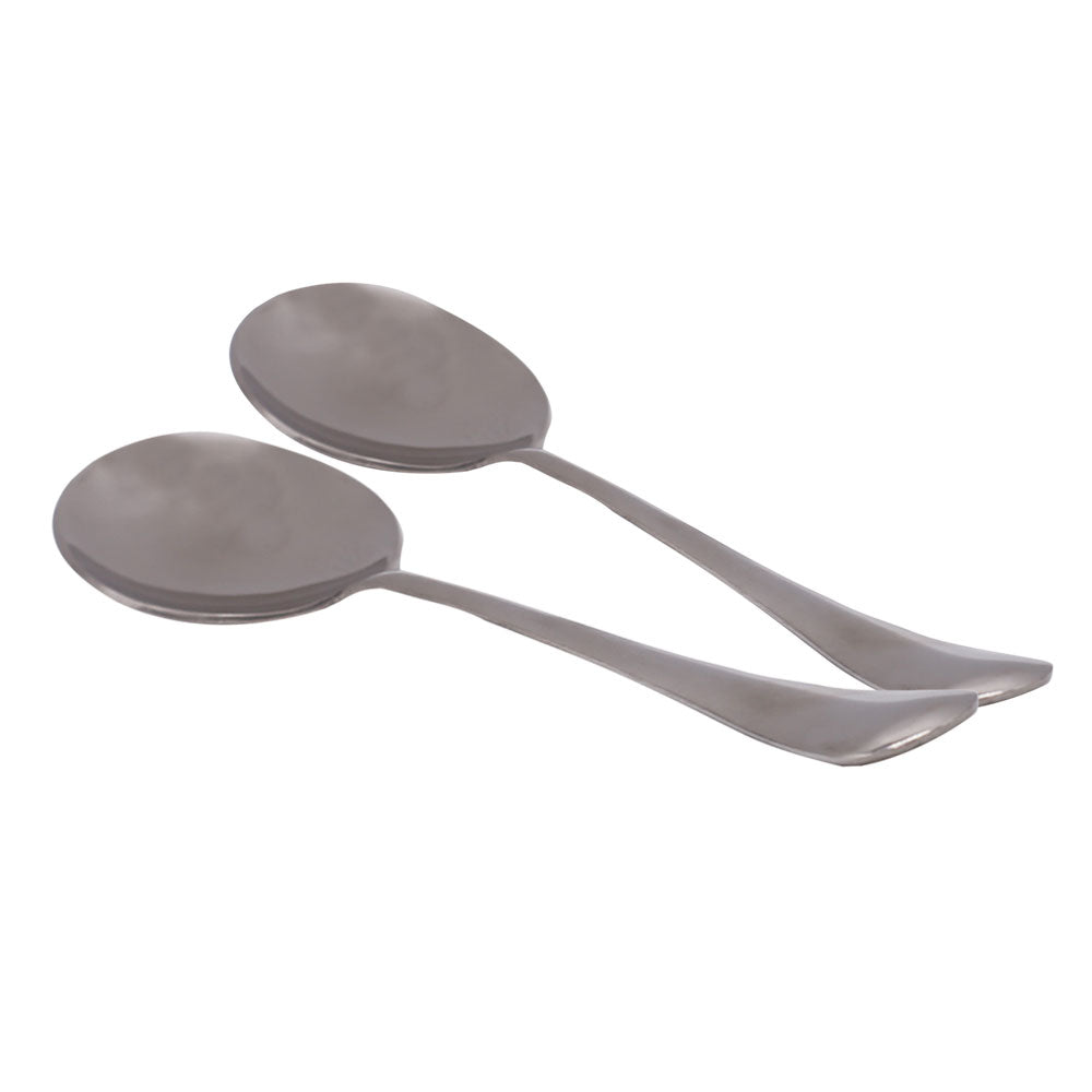 Oval Base Stainless Steel Serving Spoon 2Pcs Set
