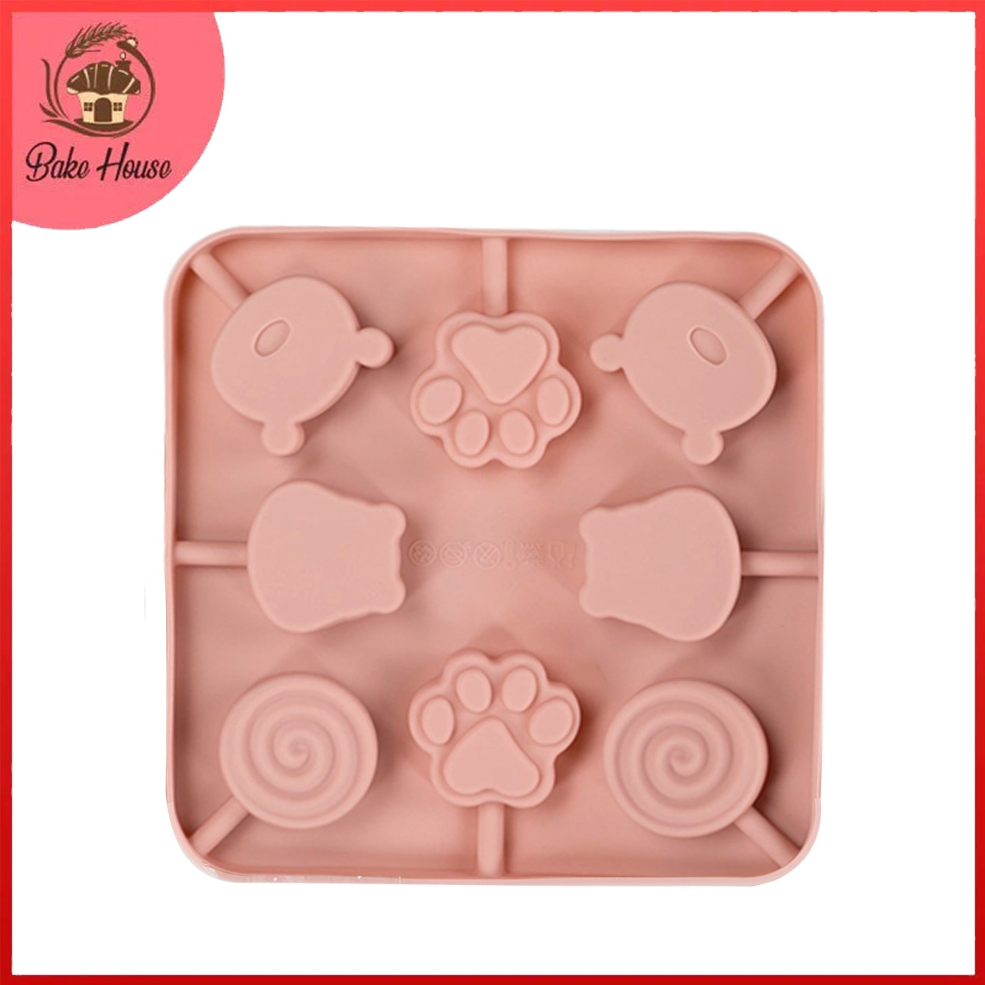 Round, Paw, bear & Cartoon Animal Shape Silicone Lollipop Mold 8 Cavit ...