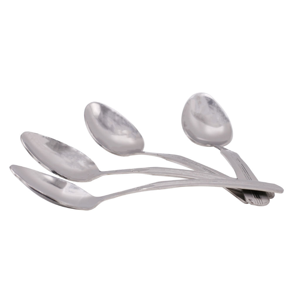 3 Middle Line Stainless Steel Dinner Spoon 4Pcs Set