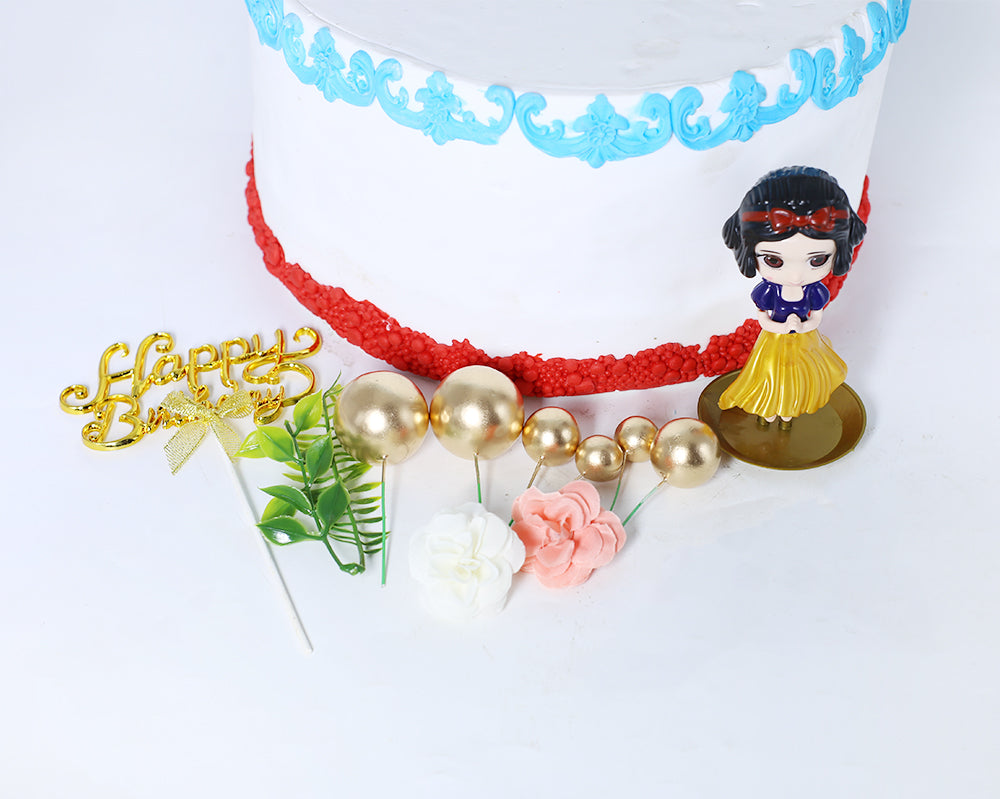 Happy Birthday Cake Topper Copper With Faux Ball, Leave, Flower, And Doll 12pcs Set