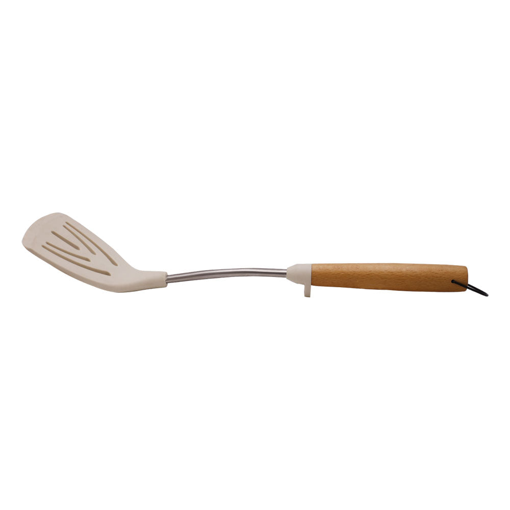 AITOS Silicone Slotted Spoon With Wooden Stainless Steel Handle