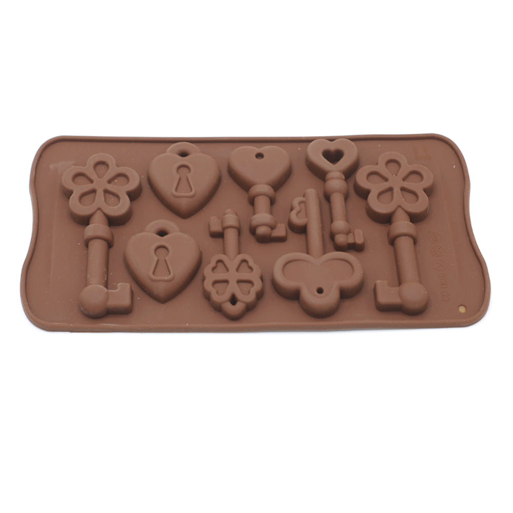 Lock & Key Flower Heart Design Chocolate Silicone Mold 8 Cavity