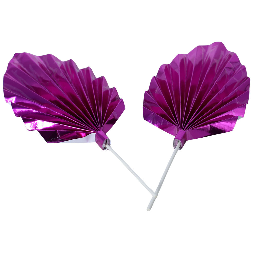 Palm Leave Shiny Pink Cake Topper 2Pcs Set