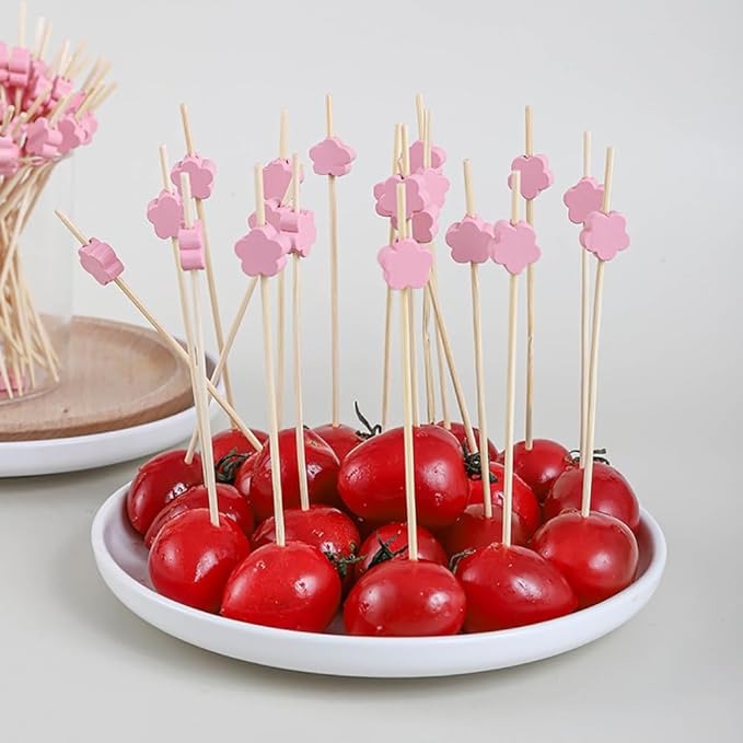 Bamboo Cocktail Picks With Decorative Top 100Pcs Pack