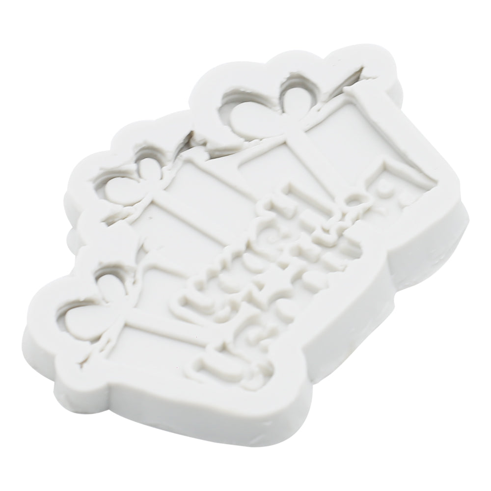 Happy Birthday With Gift Box Silicone Fondant Mold