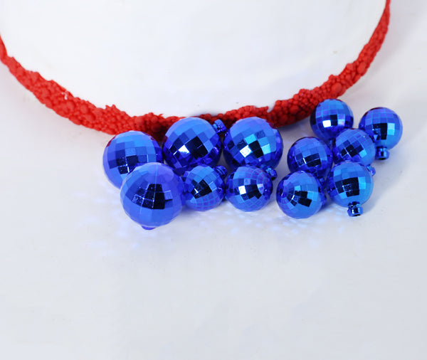 Artificial Vintage Dark Blue Ball Cake Topper 12Pcs Set