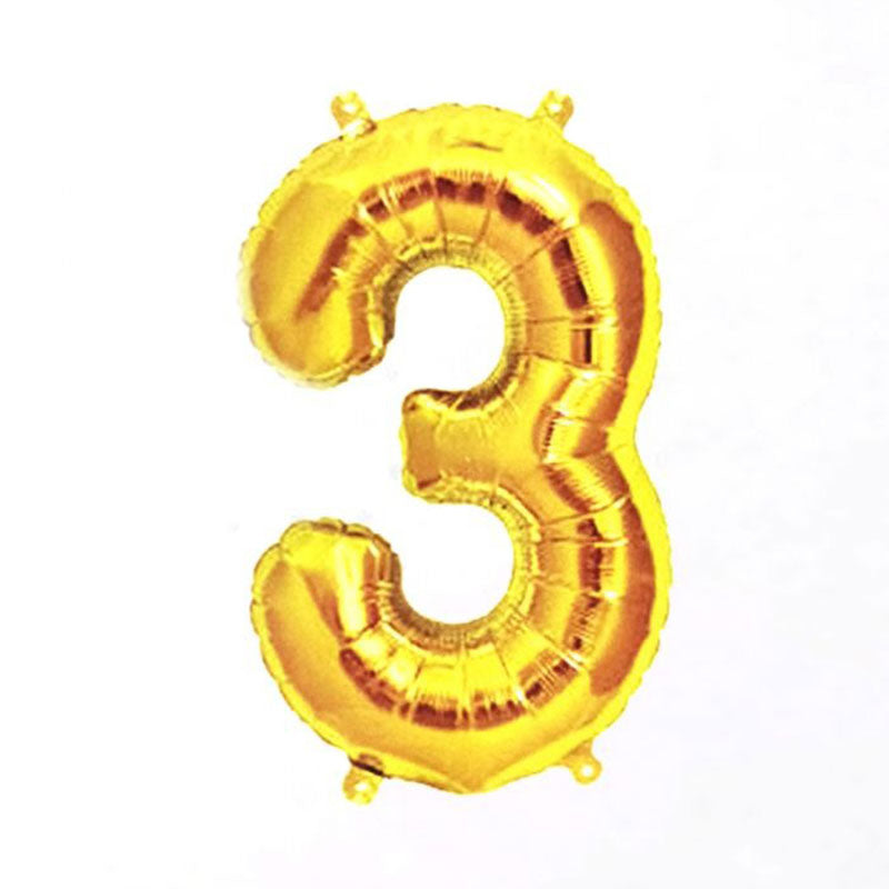 16 Inch Golden Number 3 Foil Balloon for Party Decoration