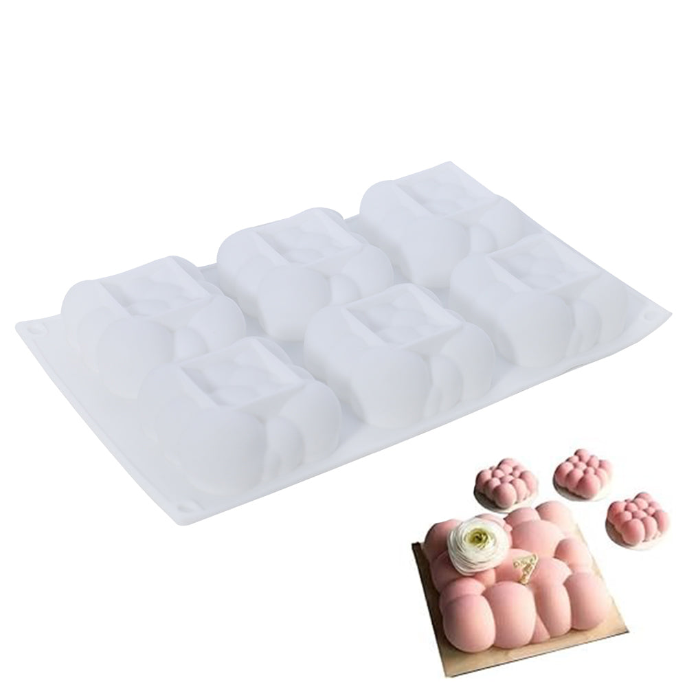 3D Cloud Or bubble Shape Silicone Baking Mold 6 Cavity